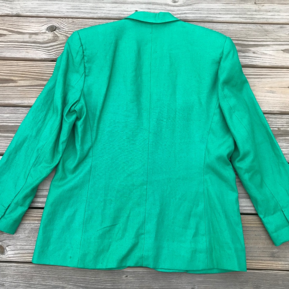 Talbots Petite Women Blazer Green One Button Linen - Picture 7 of 8